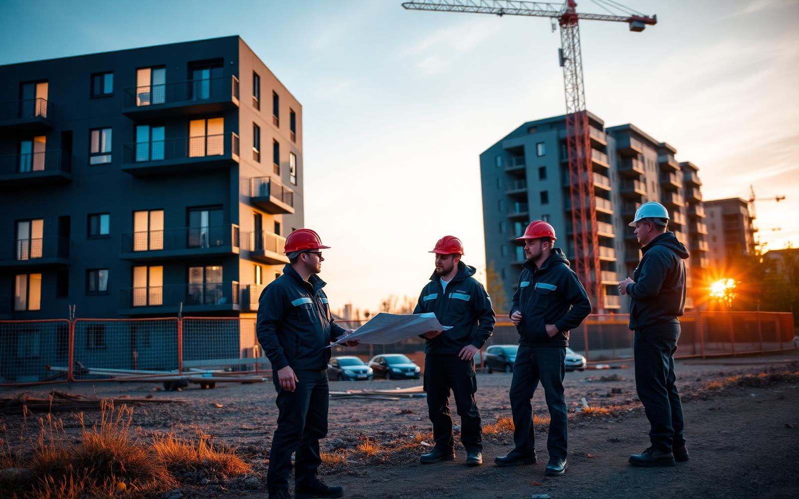 Team van I.PROJECTS BV op een nieuwbouwwerf in Lokeren